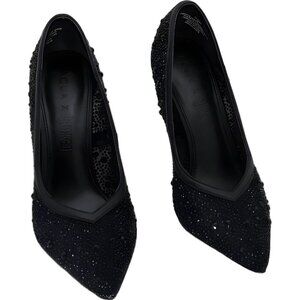 Aqua x Wicked Rhinestone Embellished Pumps Black Pointed Toe Heels US 6M